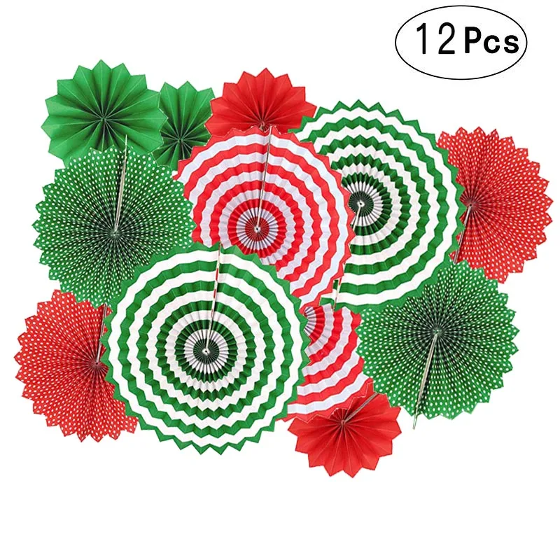 12 шт. летний комплект украшений для вечеринки бумажные вентиляторы помпоны