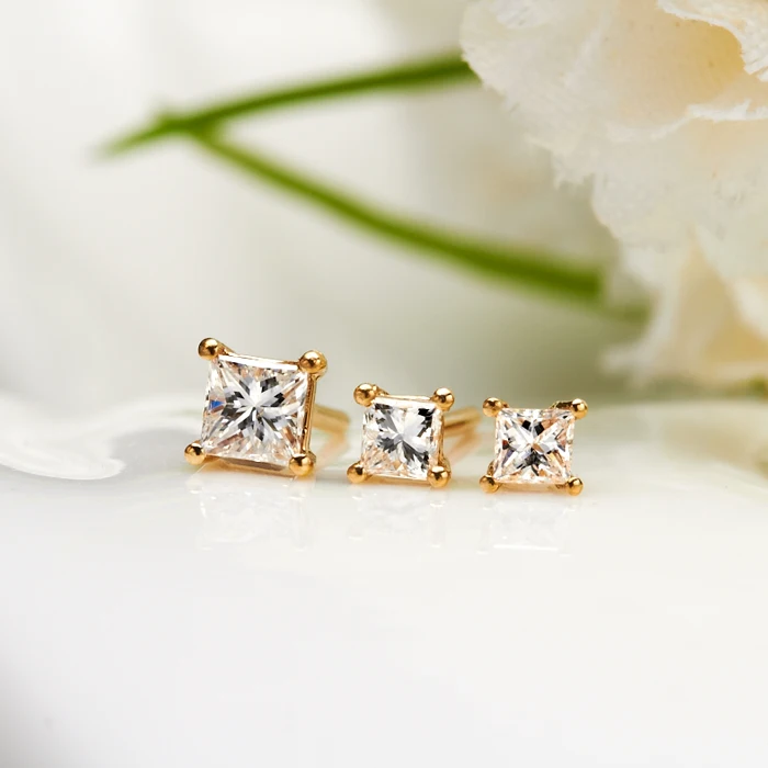 18k чистое золото белый желтый натуральные серьги-гвоздики Классические