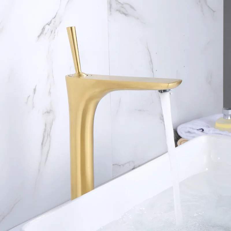 

Basin Faucet Brushed Gold Faucet Hot & Cold Sink Faucet Mixer Tap Bathroom Faucet Lavatory Mixer deck mounted