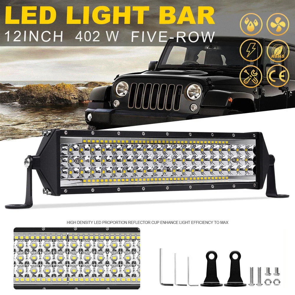 

YNROAD 402w 10inch five rows Led slim Light Bar offroad bar combo beam for Hunting Driving Offroad Light