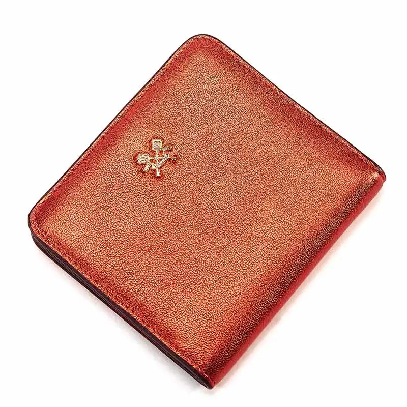 Metallic red EMINI HOUSE 10 цветов, модные женские короткие кошельки из овчины, кошелек из натуральной кожи, Мини Роскошный кошелек на молнии для монет, кошелек для путешествий - Цвет: Metallic red