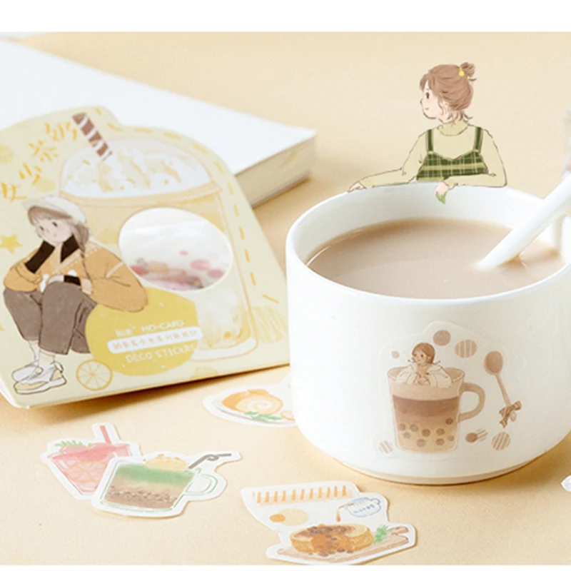 Mo. Card Milk tea girl дневник бумажный дневник стикер Скрапбукинг декоративные этикетки 1 лот = 1 упаковка = 40 шт