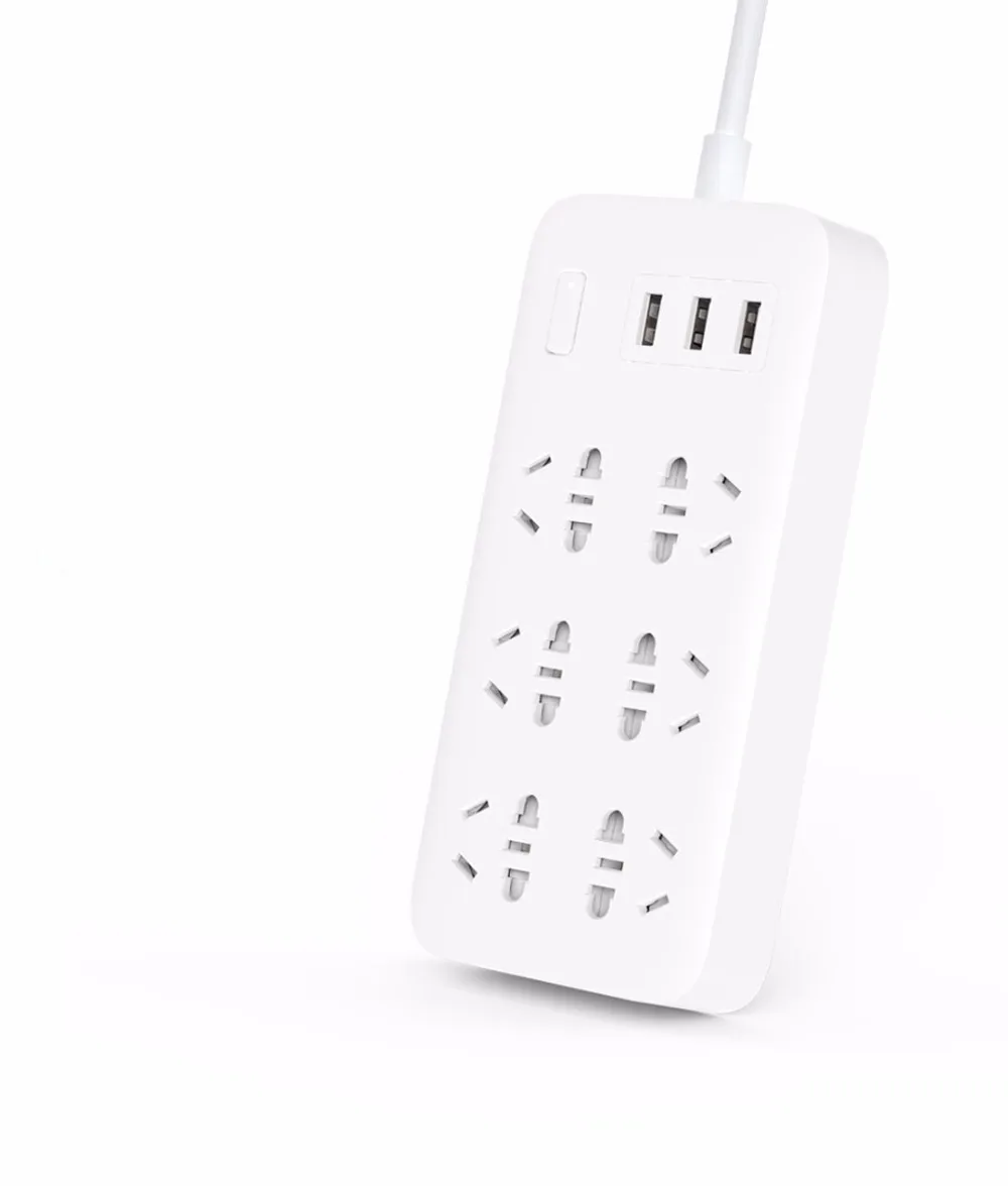 XiaoMi Mijia 6 Порты с 3 USB быстрая зарядка 5 В 2.1A Smart Мощность полосы Plug Зарядное
