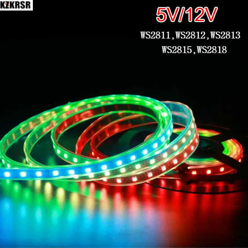 

5V/12V 5M WS2812B strip Individually Addressable WS2811 WS2812 WS2813 WS2815 WS2818 30/60Led/m Smart Pixel Led Strip light tape