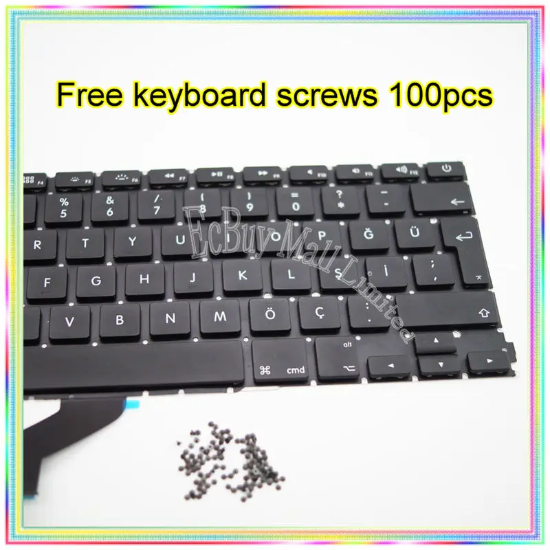 Brand new TR Turkey Turkish Keyboard without Backlight for Macbook Retina 13.3&quot A1425 2012 Year | Replacement Keyboards