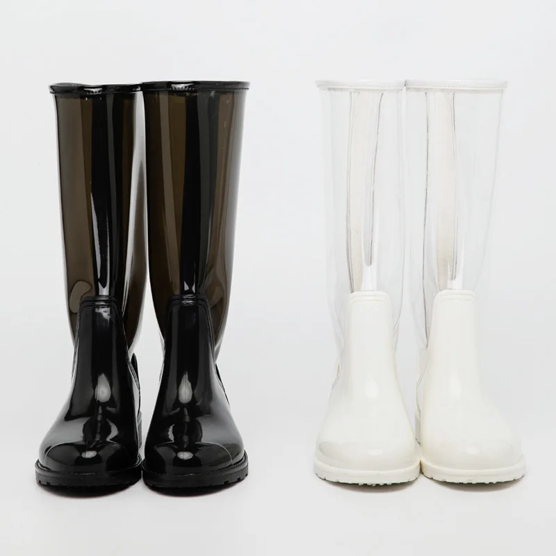 Непромокаемые резиновые сапоги из ПВХ для женщин ультрамодные прозрачные до