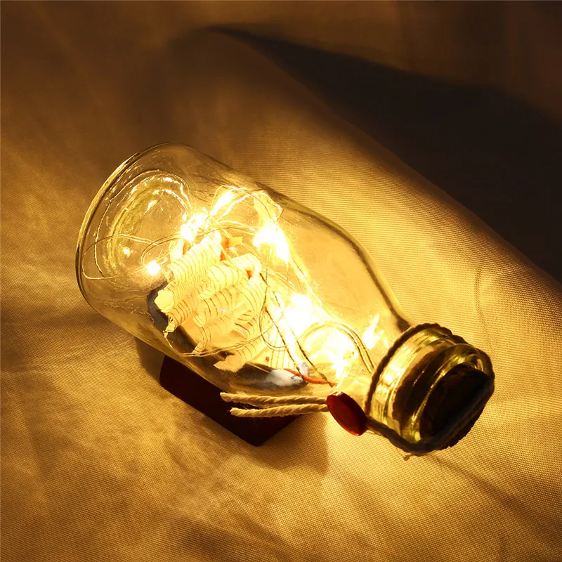 Креативный мини парусник Дрифт лампа-бутылка светодиодный ночник дом в