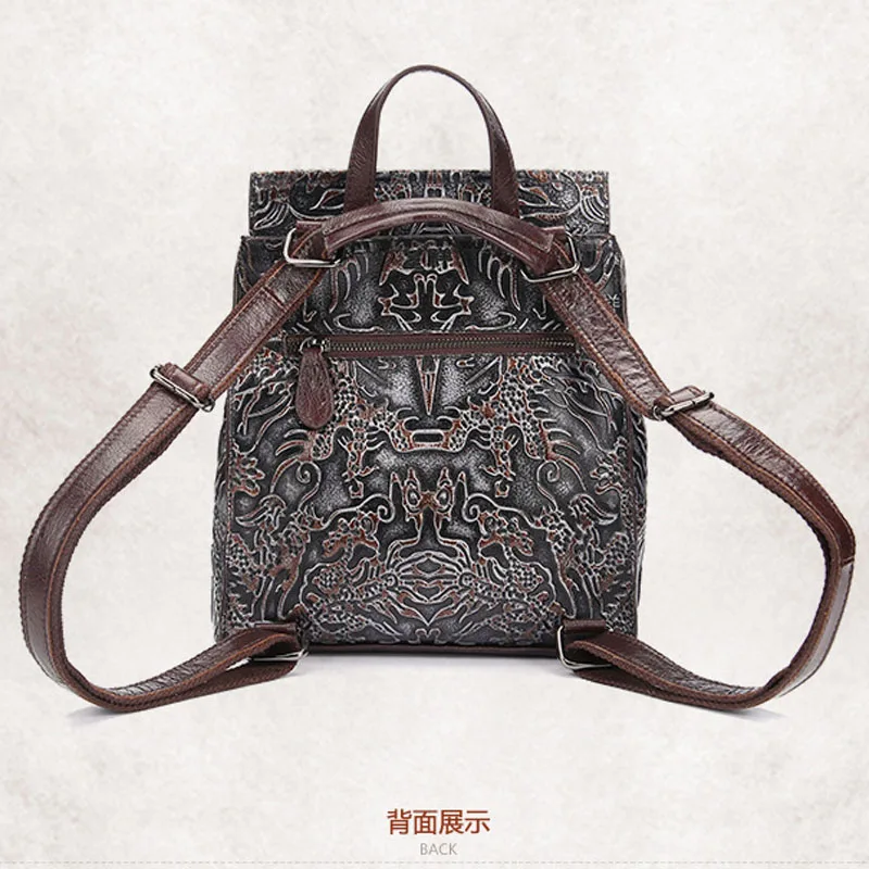 Женский винтажный рюкзак из натуральной кожи с тиснением|ladies backpack|backpack brandbrand