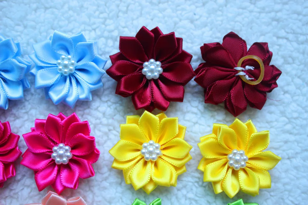 100 шт./лот банты для домашних животных собак резинки с лепестками и цветами