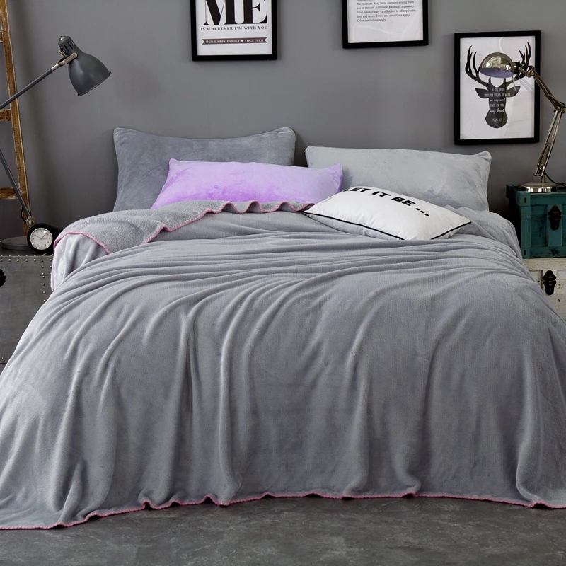 Европейский стиль звезда серебро сплошной цвет фланель ткань кровать одеяло