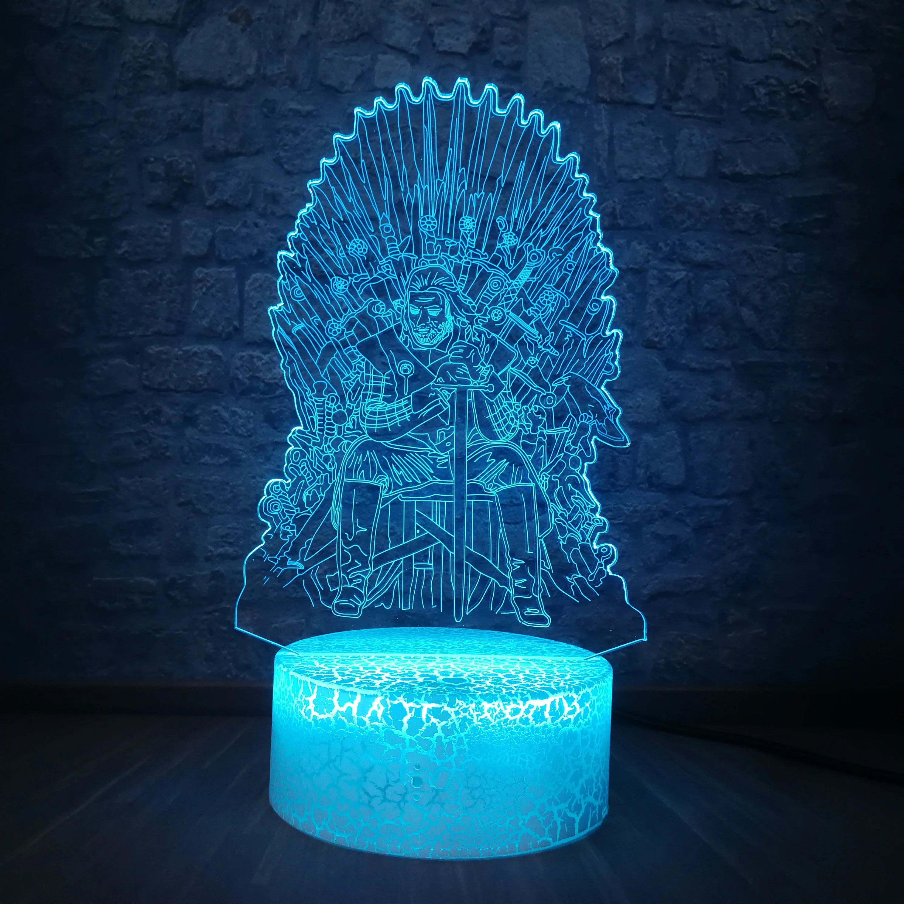 Eddard Старк трон 3D Ночник светильник Песнь Льда и Огня акриловый многоцветный