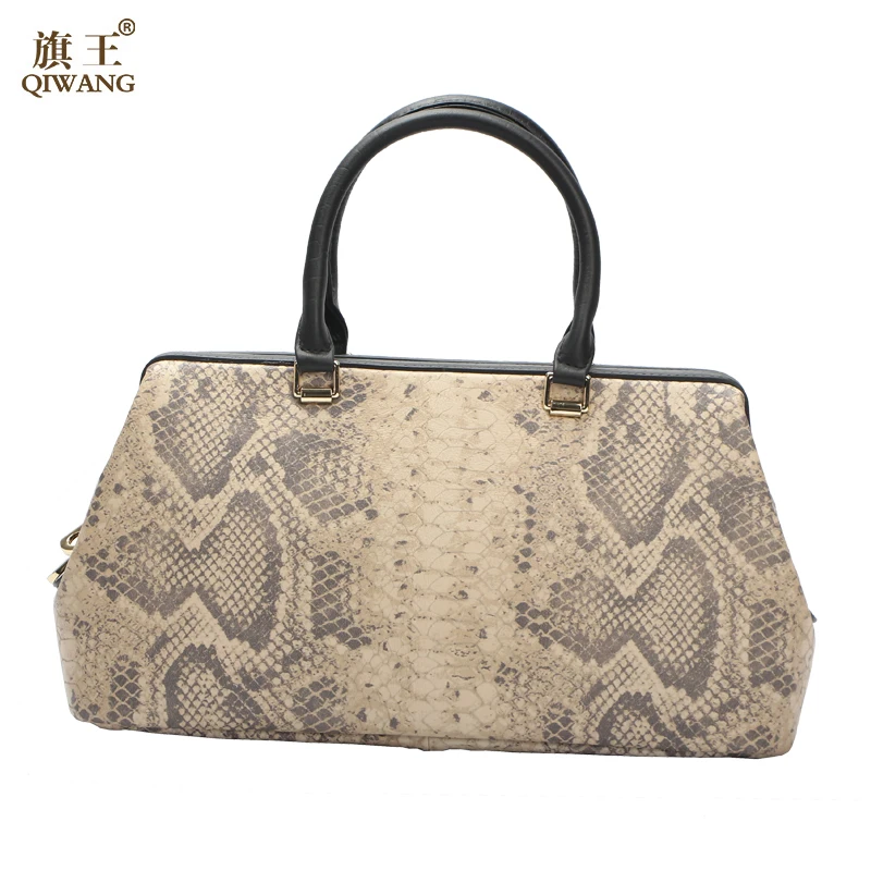 Женская сумка Qiwang из натуральной коровьей кожи с рисунком питона|bolsa feminina|designer
