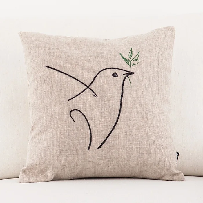 C Наволочки для подушек Picasso Sketch Camel Doves, креативная Минималистичная Подушка, наволочка для дома, декоративная, ретро, Скандинавская, льняная, бежевая наволочка - Цвет: C