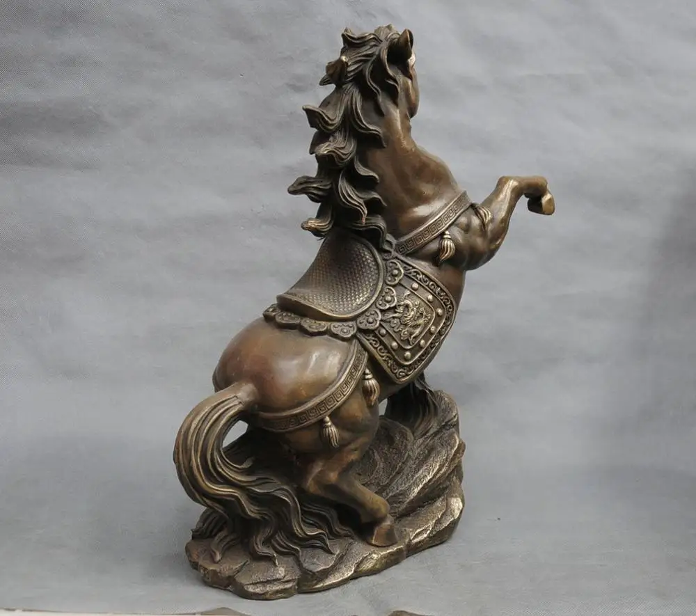 18&quot China Fengshui Zodiac Year Horse Bronze Statue Figurine Carve Dragon | Дом и сад