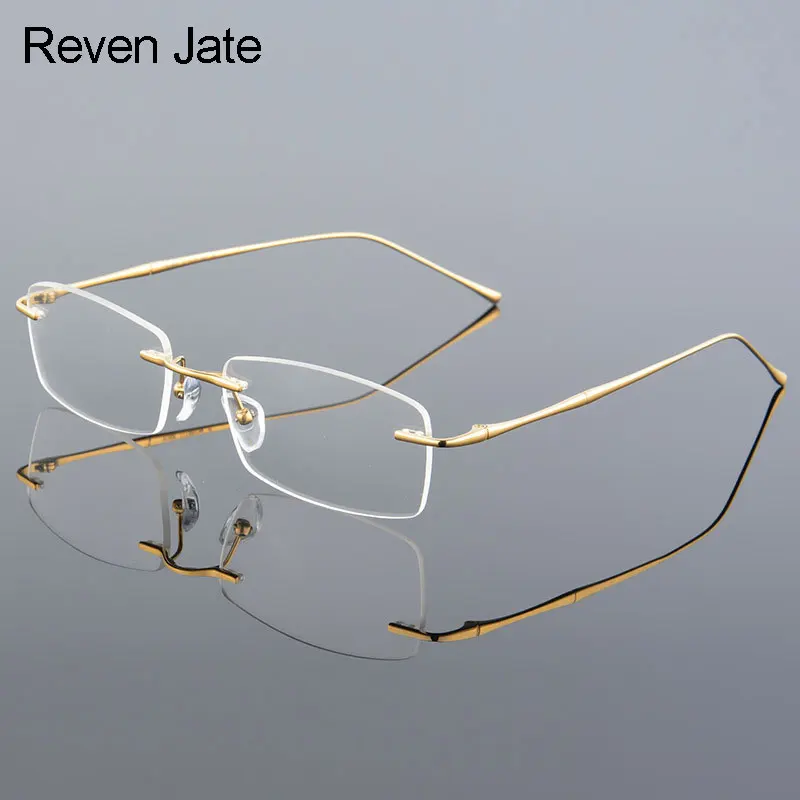 Фото Reven Jate 632 Rimless Men Eyeglasses Frame Optical Prescription Glasses for Man Eyewear Fashion Rimless Spectacles №1