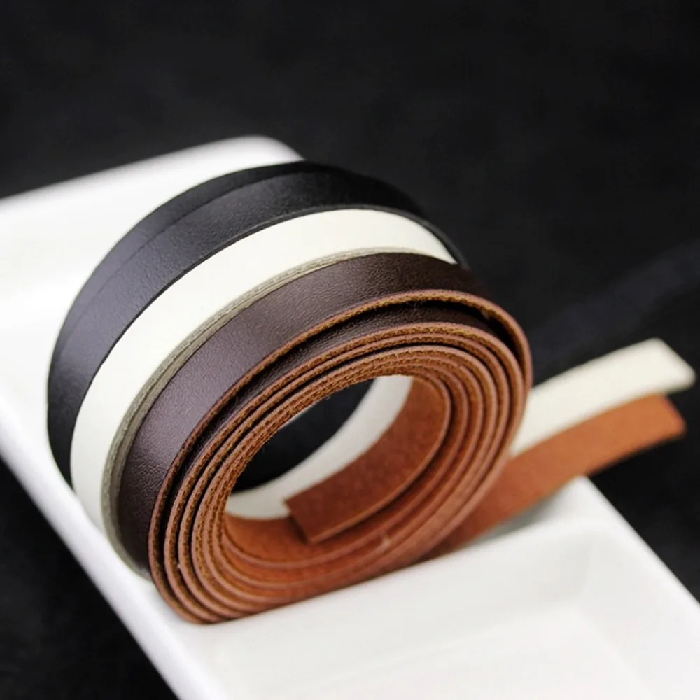 

10mm Brown/White/Black Oil-Faux PU Leather Medium Strap Strip Hide