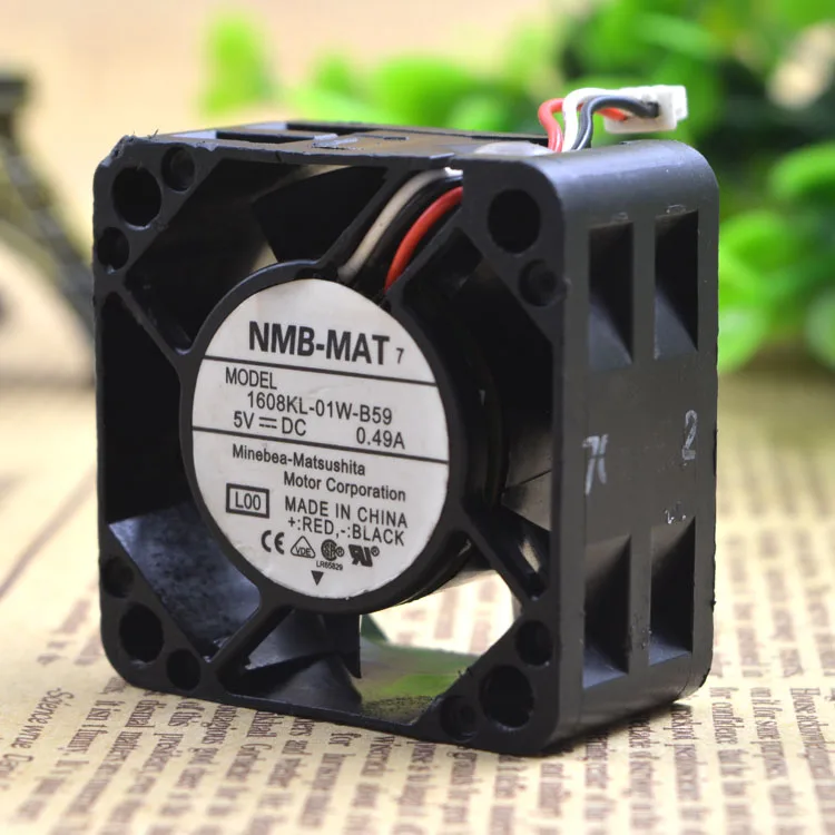 

NMB 4020 1608KL-01W-B59 Dual Ball Bearing Cooling Fan with 5V 0.49A 4CM 3Wires 40x40x20mm