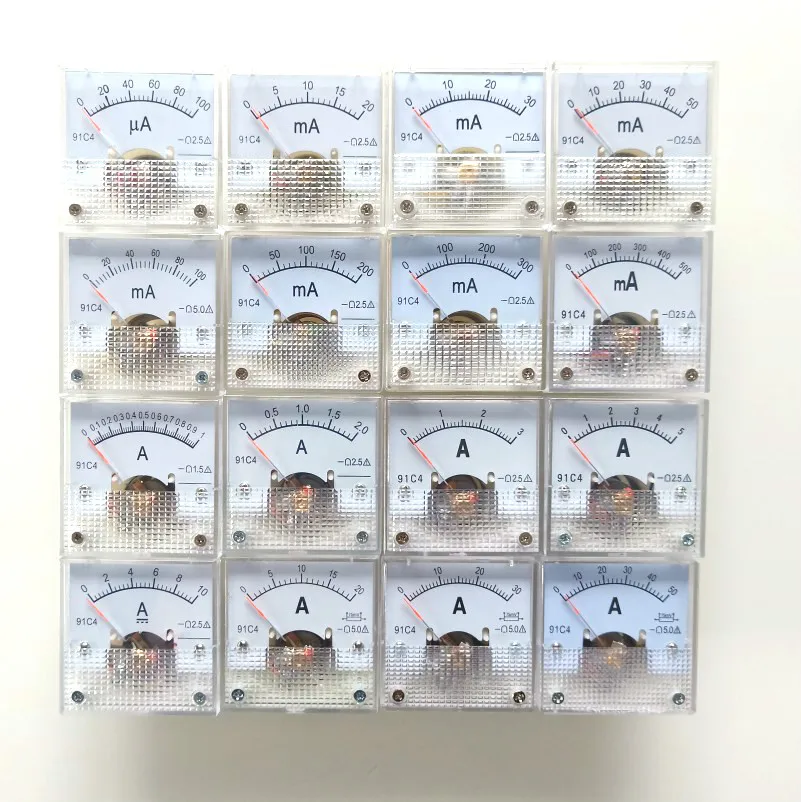 91C4-A 1A 2A 3A 5A 15A 20A 30mA 500mA 50mA аналоговый ток Панель метр DC 10A Амперметр для тестирования цепи Амперметр тестер Калибр