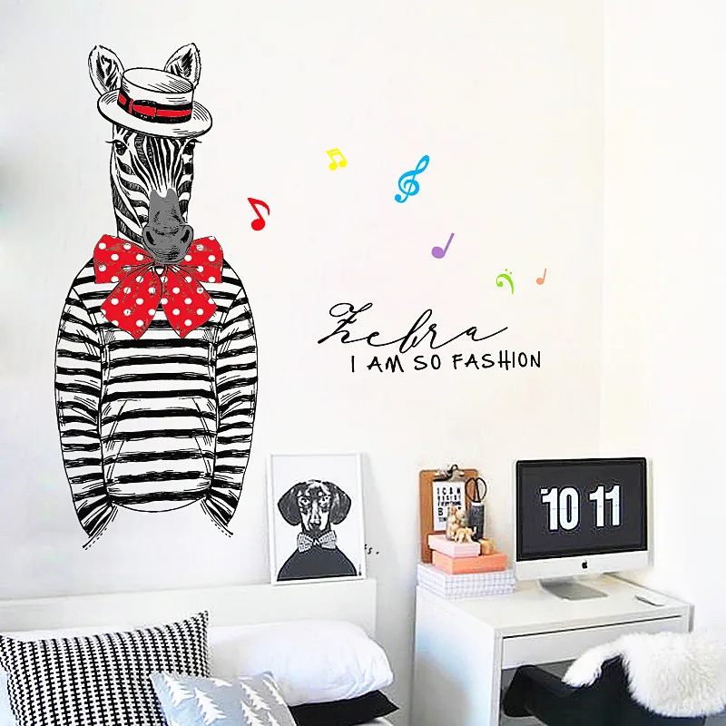 Красочные Музыкальные ноты Zebras I Am So модные декоративные настенные наклейки для