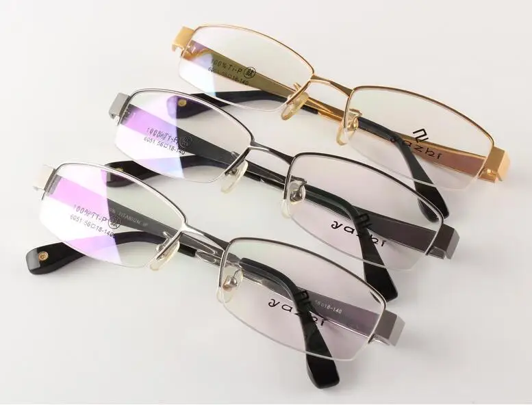 

100% Luxury Pure Titanium Eyeglass Frames Half Rimless myopia Glasses Half Rim Rx able