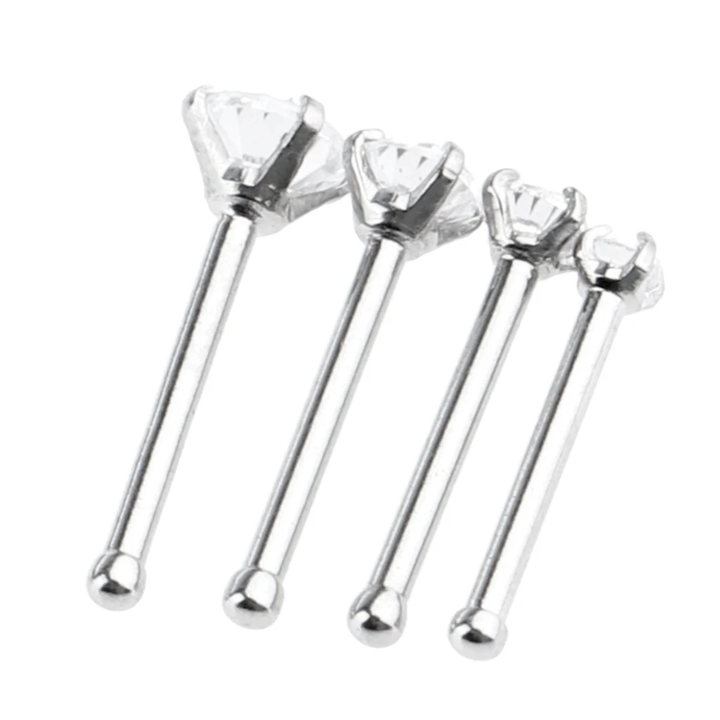 Phenovo 4 Pcs Body Jewelry 7mm Long Straight Bar 1.5mm 2mm 2.5mm 3mm Assorted Size CZ Crystal fit Nose Lip Ear Tragus Piercing | Украшения
