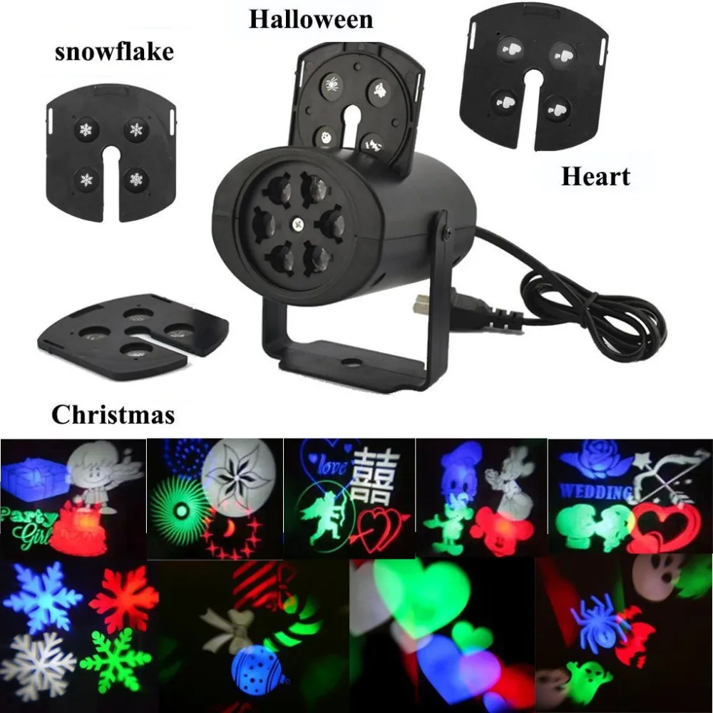 Мульти-карты рождественское освещение украшения LED Снежинка проектор