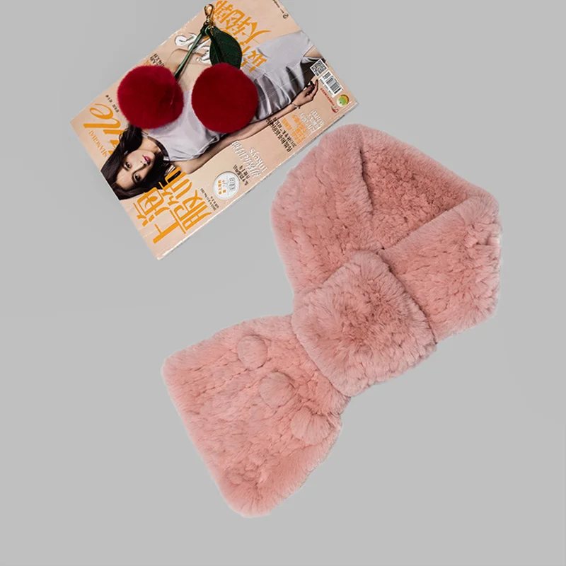 Разноцветные женские шарфы из натурального меха кролика рекс на осень и зиму