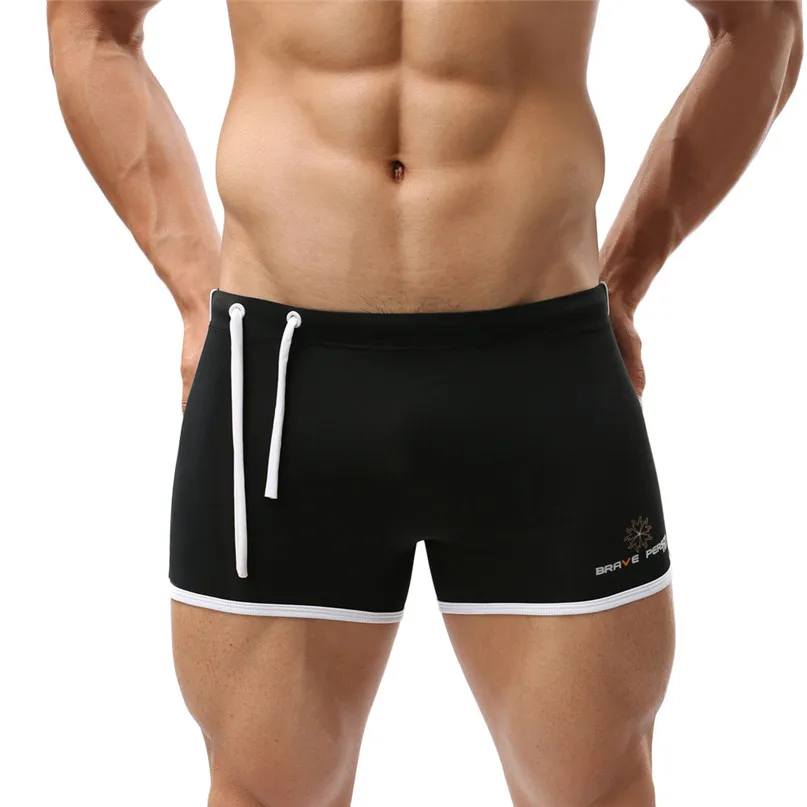Мужские сексуальные трусы Briefs, одежда для плавания, шорты для бега, Пляжное нижнее белье, трусы для плавания, Спортивная быстросохнущая одежда для плавания, Новинка#2J19 - Цвет: Черный