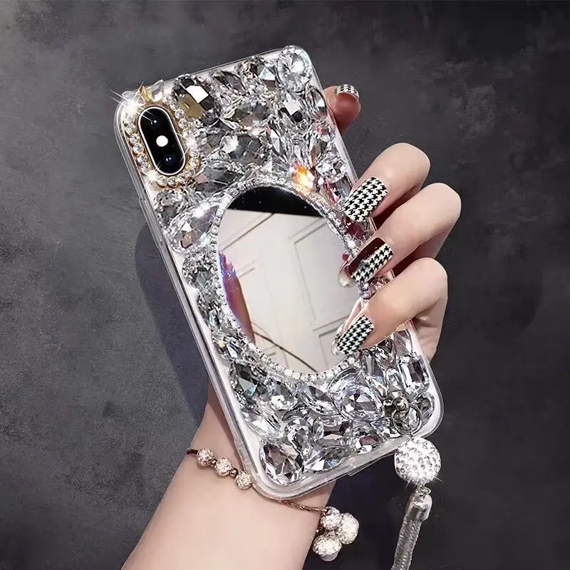 ORYKSZ Luxury Bling Glitter Mirror Phone Case For iPhone X 8 7 6 6s Plus Handmade Diamond Cases XS MAX XR Cover | Мобильные телефоны