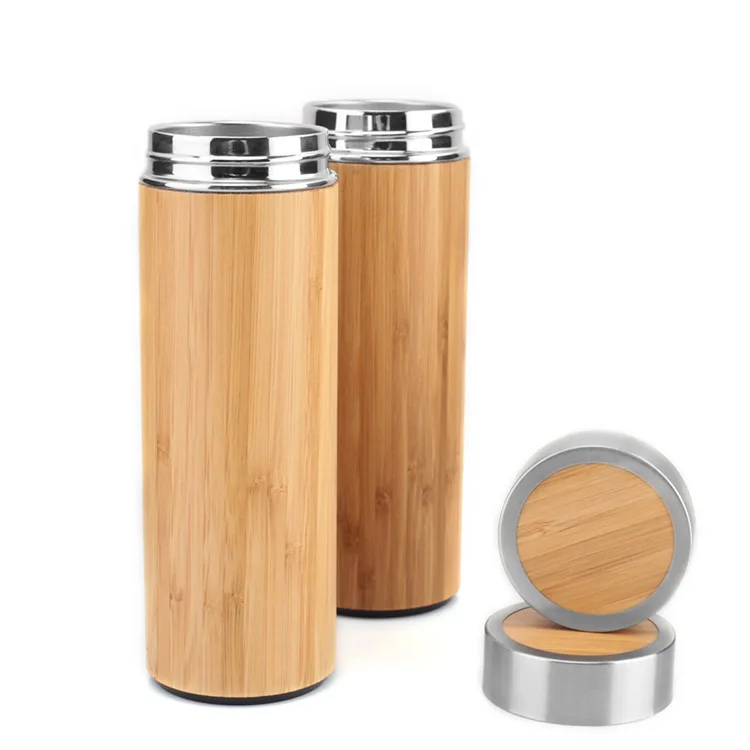 Bamboo Tea Tumbler Mug with Strainer Infuser with Filter for Loose Leaf Coffee Travel Bottle Hot and Cold Water Leak Proof Gift