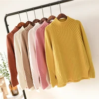 half turtleneck pullover sweater women cotton jumper 2021 autumn winter clothes jersey mujer pull femme hiver knitted sweater
