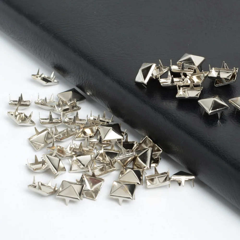 100 шт. 6 мм посеребренные пирамидальные шпильки гвоздики заклепки женская одежда