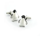 Мужские Запонки с милым пингвином, медный материал, черный и белый цвет