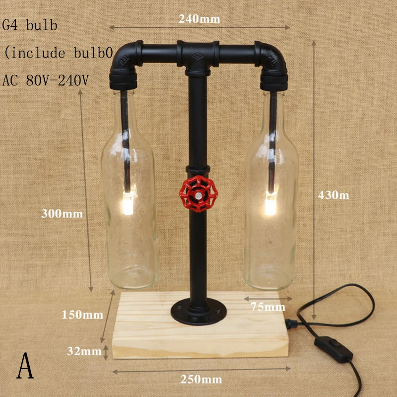 Современное цветное стекло абажур бутылка настольная лампа включает G4 лампочку
