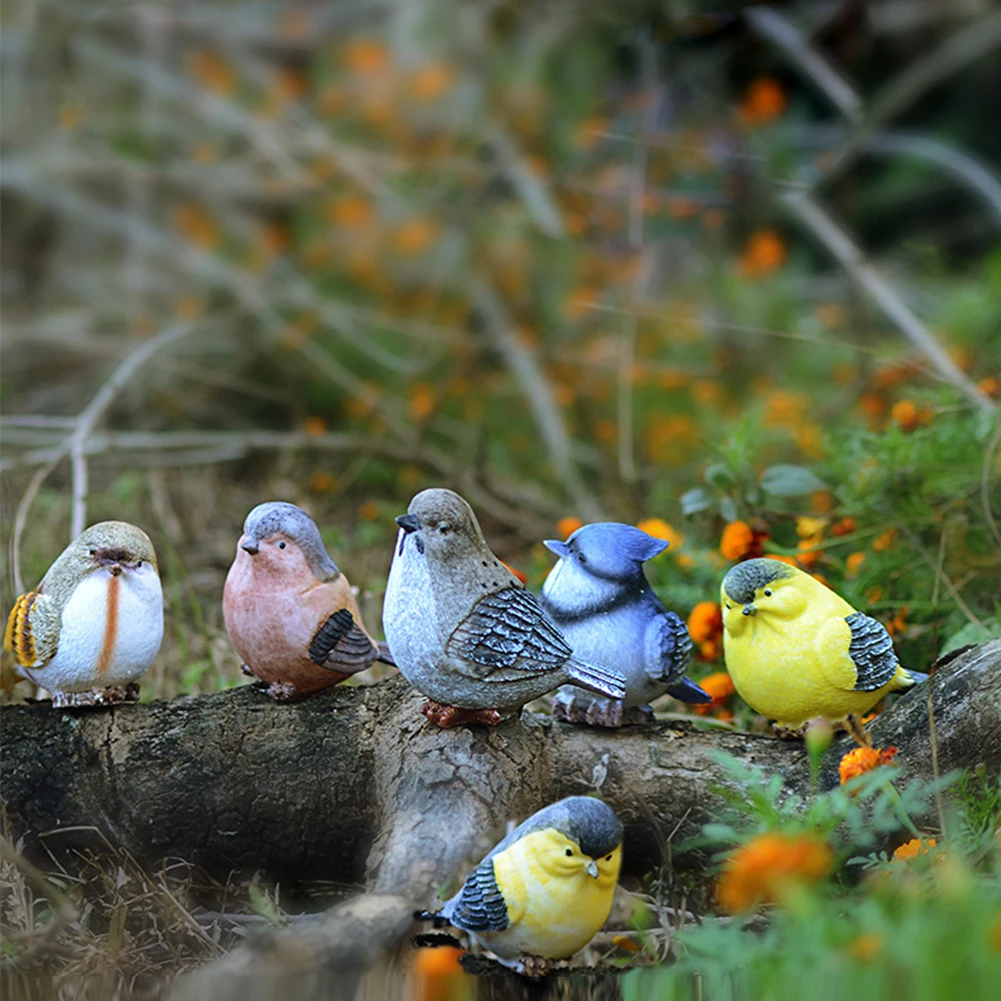 6pcs Photography Props Crafts Ornaments Simulation Bird Artificial Wedding Pollution-free Synthetic Resin Toy Garden Decoration | Дом и сад