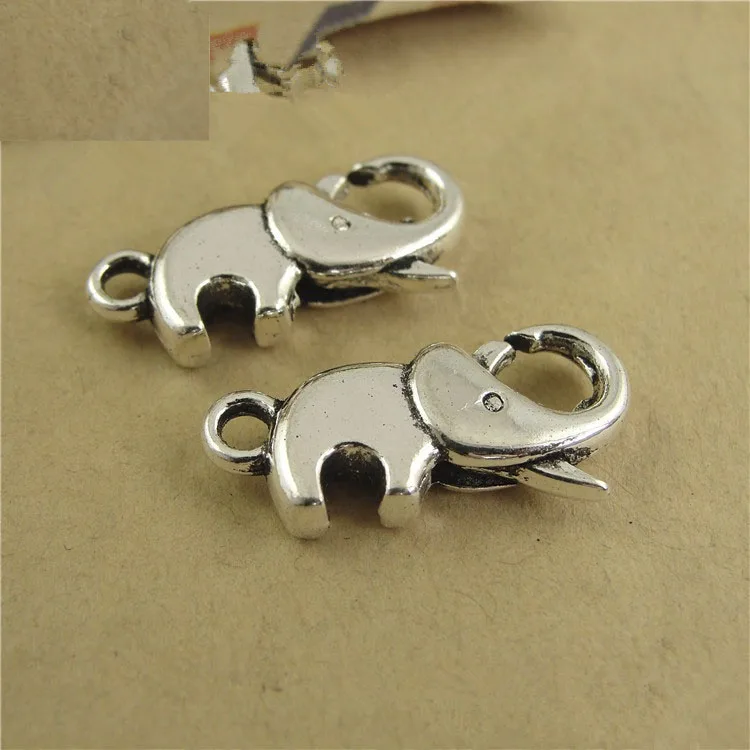 

10pcs/lot 12x23MM Antique Silver Elephant Lobster Clasp Hooks For Necklace Bracelet Chain DIY Jewelry Accessory Findings