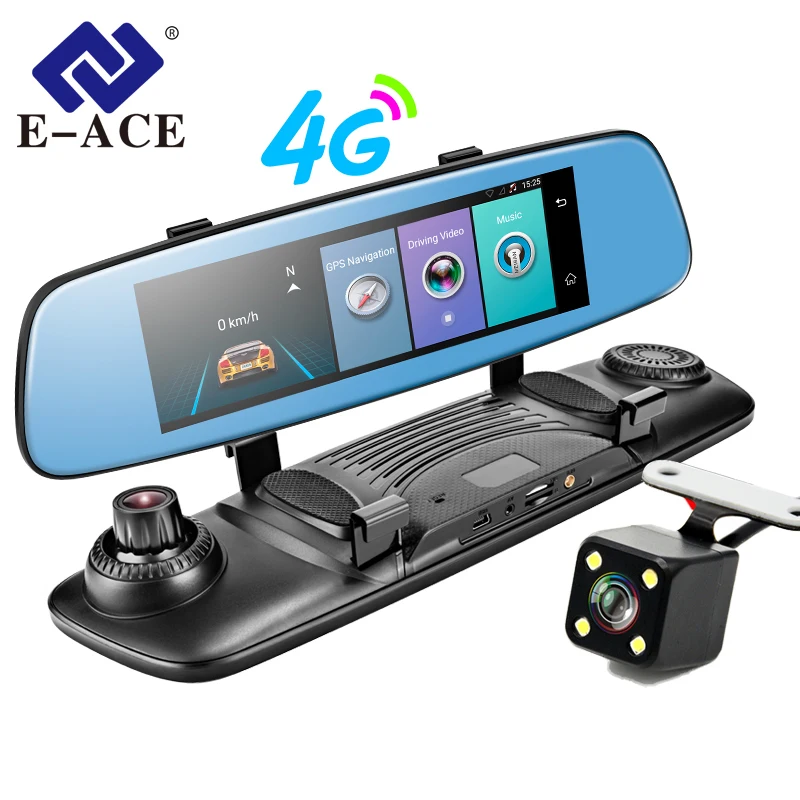 E ACE 4G Автомобильный видеорегистратор 7 86 дюймов сенсорный зеркальный ADAS LDWS Android 5 1