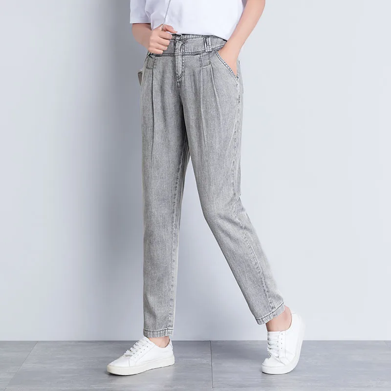 Womens Denim Jeans Grey Haroun Fashion Harem Female Summer Cropped Pants Ankle Length Plus Size Drop Shipping | Женская одежда
