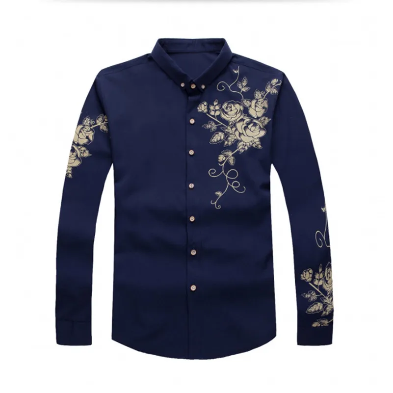 VISADA JAUNA, мужские рубашки, новинка, весна-осень, с длинным рукавом, приталенные рубашки, Мужская Повседневная рубашка с принтом, Мужская одежда, 4XL, большой размер, N6606