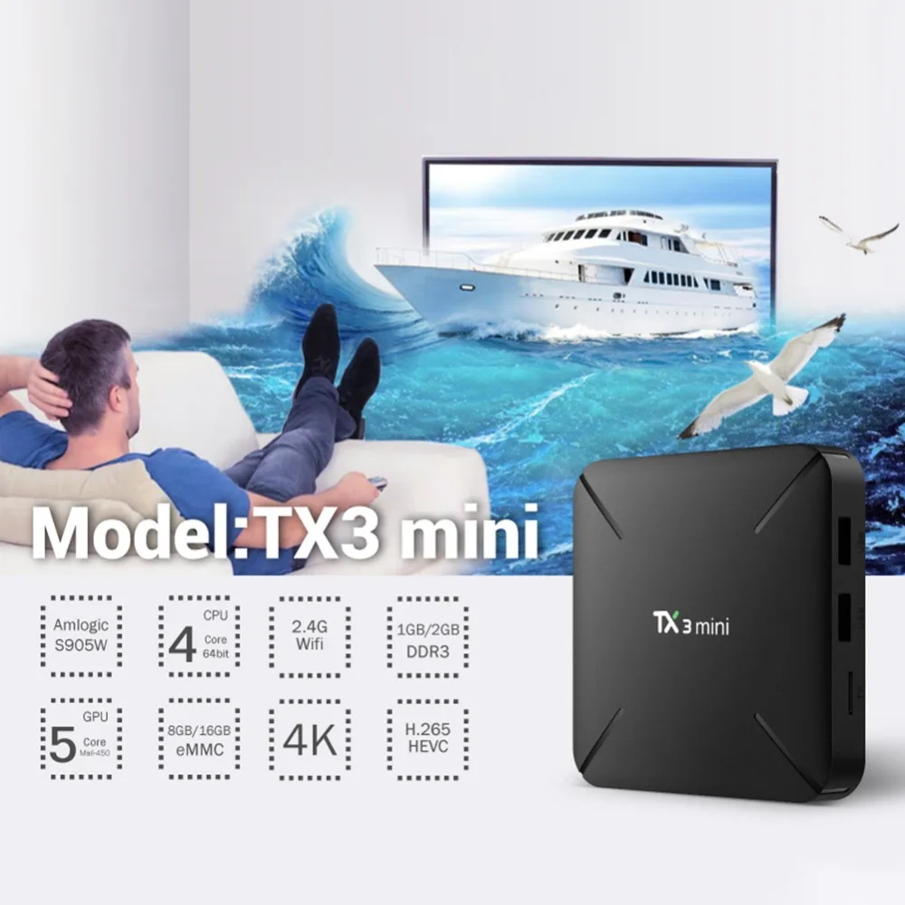 Мини Смарт ТВ-приставка Tanix TX3 1+ 8G 2+ 16G Android 7,1 Amlogic S905W 2,4 ГГц WiFi домашний медиаплеер US/EU штекер