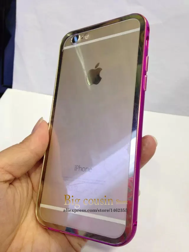 Double Color Metal Frame Transparent Back shell Case For apple iphone 6 4.7 5.5 inch plus case Combination can be separated |
