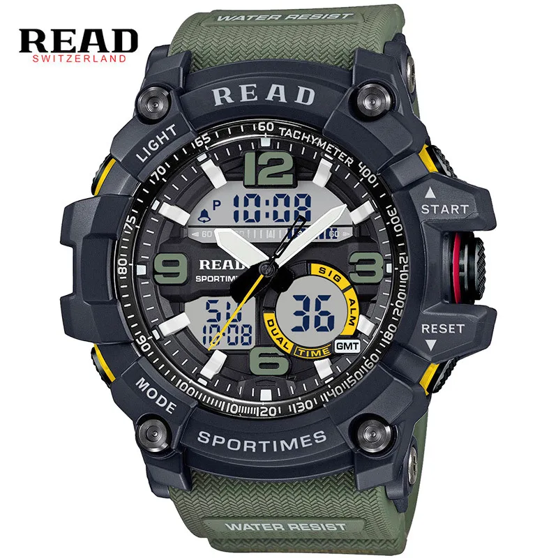 READ марка 2017 топ спорт новые дешевые мужские часы двойной дисплей Мужской Relogio