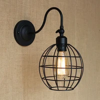 modern loft black ball metal country adjust wall lamp for bar bathroom study bedroom diningroom foyer vanity lights e27 110 220v