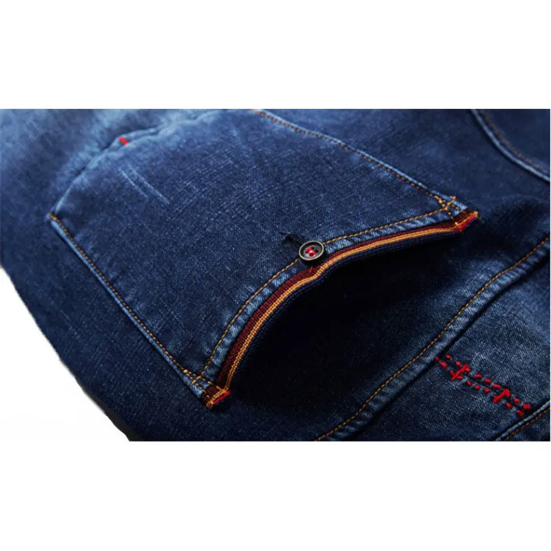 L 6XL флисовые мужские джинсы свободные с высокой талией эластичные кашемировые