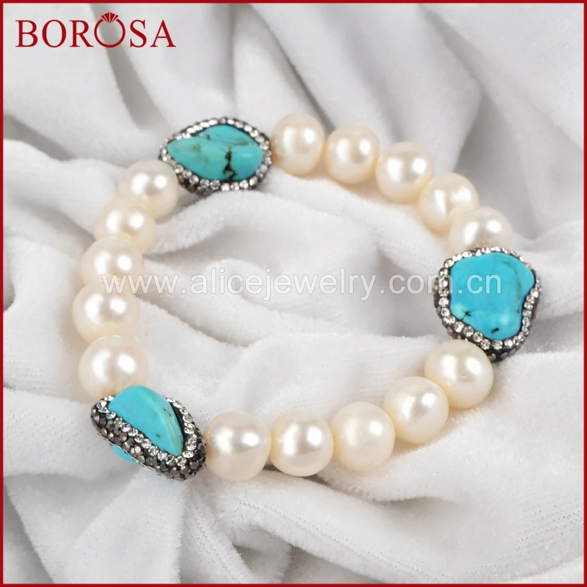 Эксклюзивный бриллиантовый синий камень BOROSA выложенный цирконом браслет в