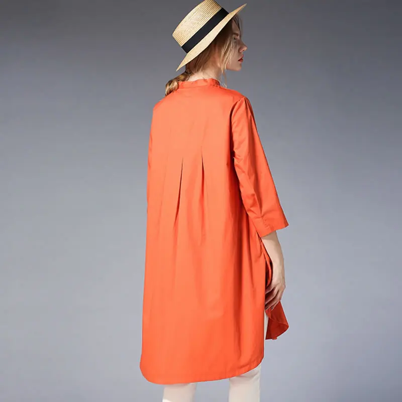[HG] 2019 Spring Summer Korea Fashion New Women O-neck Full Sleeve Shirt Female Long Solid Color Casual Pleated Blouse DLL1304 |