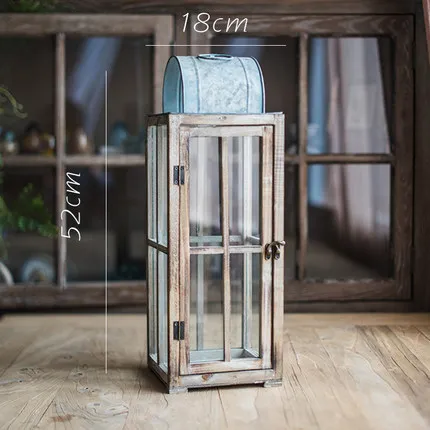Style C Кованого железа подсвечник TWooden Ретро Фонарь подвесной может Винтаж сад деревенский светильник дерево украшение подсвечник WZF223 - Цвет: Style C
