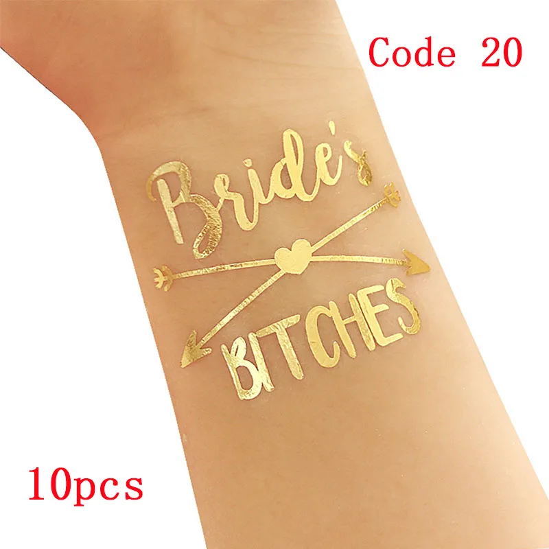 10pcs-code20 10 шт. свадебное украшение невесты to be татуировки наклейки свадебные принадлежности Команда Невесты Девичник курица вечерние Фламинго Boda - Цвет: 10pcs-code20