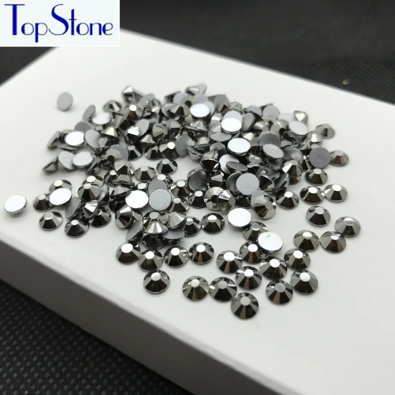 Круглые стразы для дизайна ногтей Topstone Jet гематит цветные SS3 4 5 6 8 10 12 16 20 30 34 с