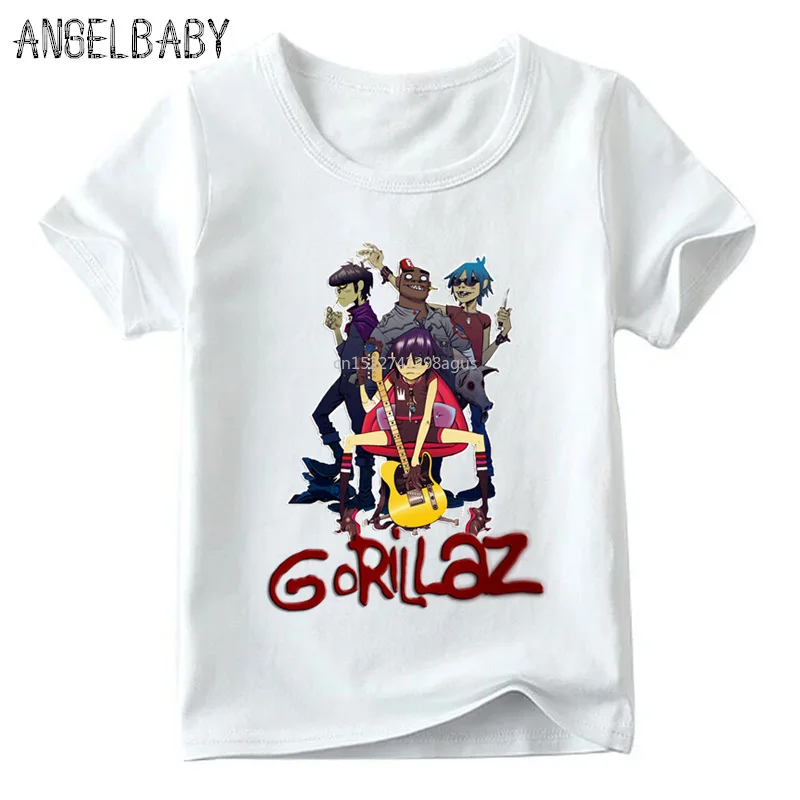 Футболка для мальчиков и девочек с принтом Gorillaz Rock Band ChakaKhan детские летние топы